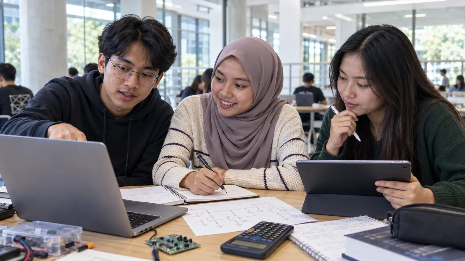 Engineering student discussing | Westay Coliving Engineering student discussing | Westay Coliving