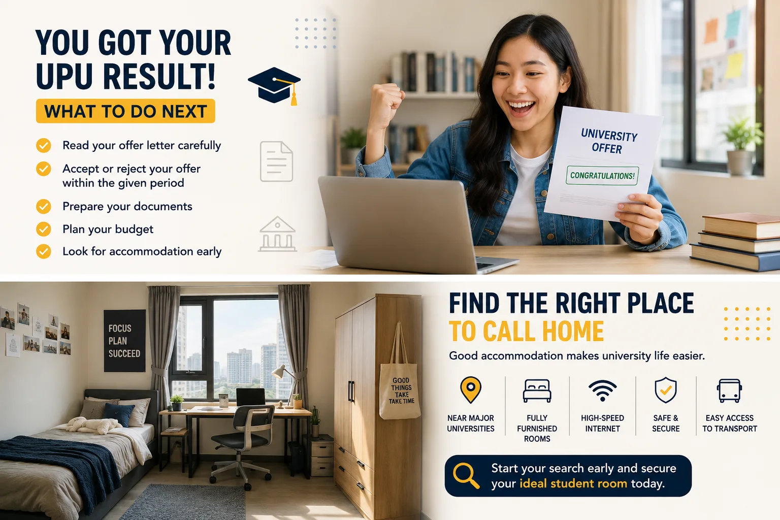 Student reviewing UPU result, university offer and registration checklist after STPM Student reviewing UPU result, university offer and registration checklist after STPM